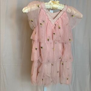 Zara Pink Kids Blouse with Gold Embellishments